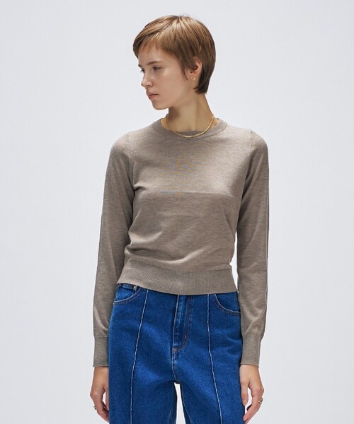cloenc（クロエンス）の「【手洗い可】シルクカシミヤ混クルーニット（ニット/セーター・レディース・ブラック系8/グレー系4/ホワイト系9/ブラウン系8・02）」の4枚目の写真
