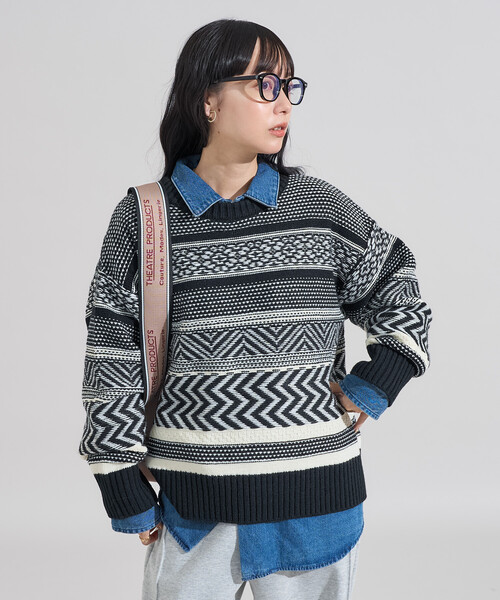 セール】裏 ジャガードニットプルオーバー（ニット/セーター