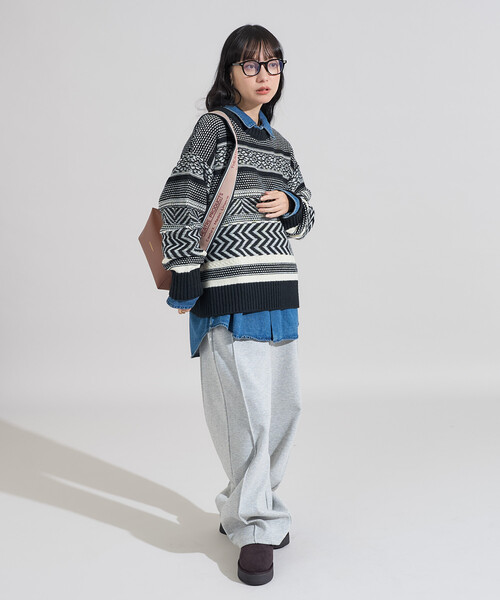 FREAK'S STORE（フリークスストア）の「裏 ジャガードニットプルオーバー（ニット/セーター・レディース・グレー/ブラック/ブラウン・ONE SIZE）」の11枚目の写真