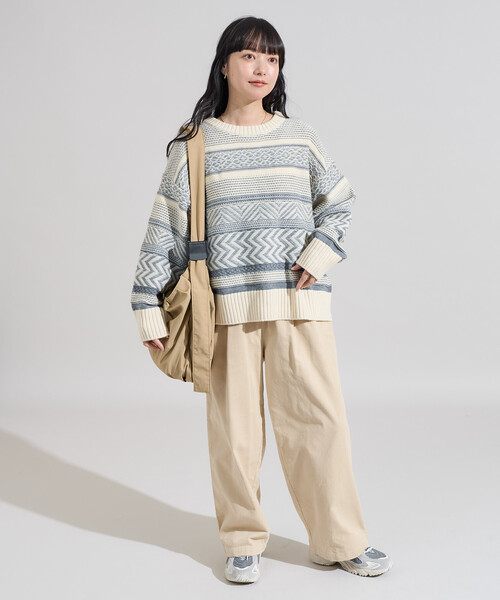 FREAK'S STORE（フリークスストア）の「裏 ジャガードニットプルオーバー（ニット/セーター・レディース・グレー/ブラック/ブラウン・ONE SIZE）」の22枚目の写真
