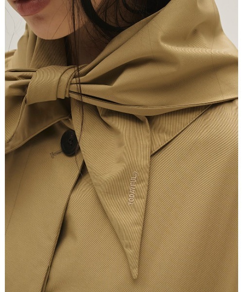 TODAYFUL（トゥデイフル）の「【TODAYFUL/トゥデイフル】Soutiencollar Waterproof Coat/ステンカラーウォータープルーフコート（ステンカラーコート・レディース・ベージュ/ブラック・36/38）」の7枚目の写真