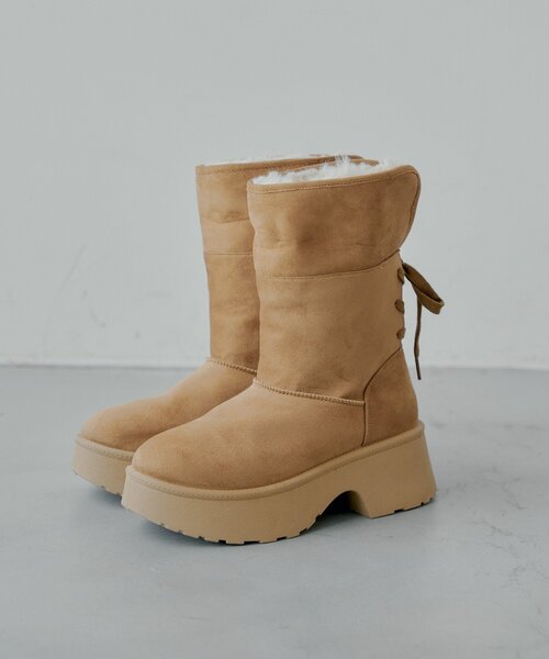 バックレースアップムートンブーツ（ブーツ）｜Chico（チコ）の