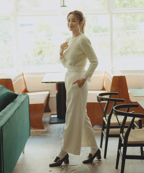 31 Sons de mode(トランテアン ソン ドゥ モード)の「2025秋冬新作 ベルト付きタックワイドパンツ(その他パンツ・レディース・ラベンダー/グレー/アイボリー・S/M)」の1枚目の写真