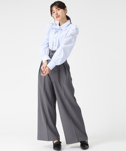 31 Sons de mode(トランテアン ソン ドゥ モード)の「2025秋冬新作 ベルト付きタックワイドパンツ(その他パンツ・レディース・ラベンダー/グレー/アイボリー・S/M)」の5枚目の写真