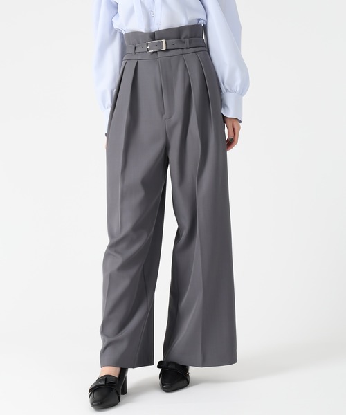 31 Sons de mode(トランテアン ソン ドゥ モード)の「2025秋冬新作 ベルト付きタックワイドパンツ(その他パンツ・レディース・ラベンダー/グレー/アイボリー・S/M)」の14枚目の写真