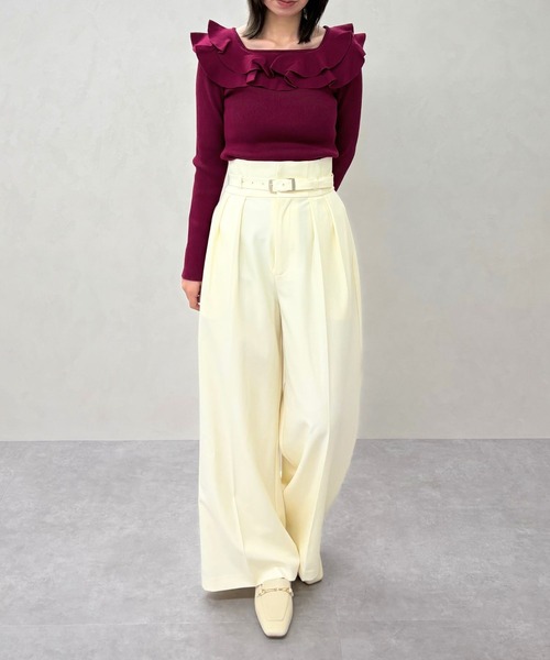 31 Sons de mode(トランテアン ソン ドゥ モード)の「2025秋冬新作 ベルト付きタックワイドパンツ(その他パンツ・レディース・ラベンダー/グレー/アイボリー・S/M)」の18枚目の写真