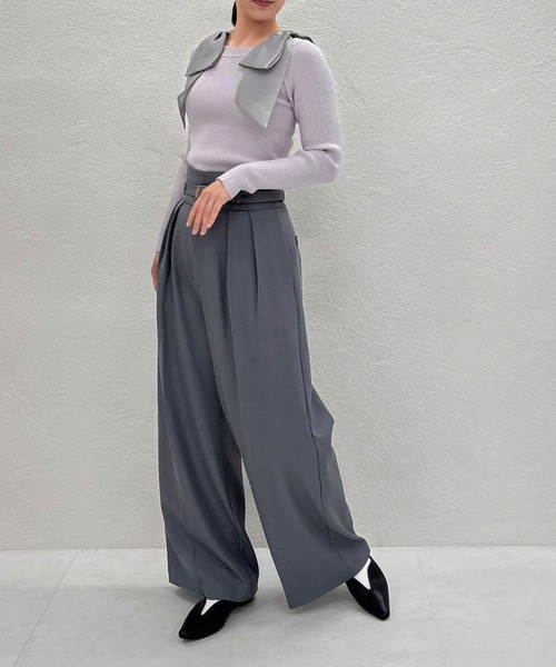 セール】2025秋冬新作 ベルト付きタックワイドパンツ（その他パンツ