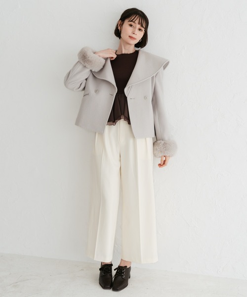 31 Sons de mode（トランテアン　ソン　ドゥ　モード）の「2025秋冬新作 ベルト付きタックワイドパンツ（その他パンツ・レディース・ラベンダー/グレー/アイボリー・S/M）」の22枚目の写真