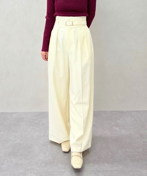 31 Sons de mode(トランテアン ソン ドゥ モード)の「2025秋冬新作 ベルト付きタックワイドパンツ(その他パンツ・レディース・ラベンダー/グレー/アイボリー・S/M)」の20枚目の写真