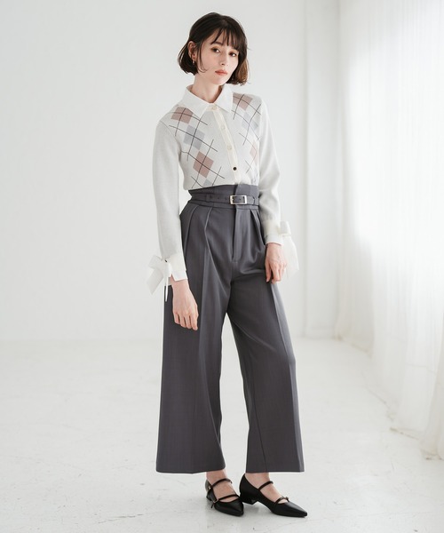 31 Sons de mode(トランテアン ソン ドゥ モード)の「2025秋冬新作 ベルト付きタックワイドパンツ(その他パンツ・レディース・ラベンダー/グレー/アイボリー・S/M)」の21枚目の写真