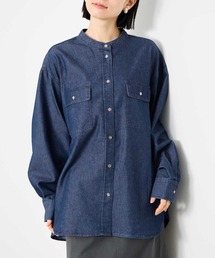 Mac-House | Idnes Denim Band-Collar Shirt/デニムバンドカラーシャツ(シャツ/ブラウス)