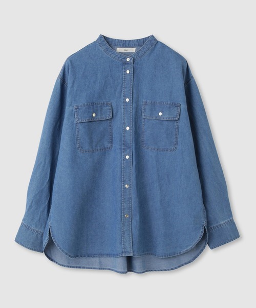 Mac-House（マックハウス）の「Idnes Denim Band-Collar Shirt/デニムバンドカラーシャツ（シャツ/ブラウス・レディース・ブルー/ネイビー・M）」の15枚目の写真