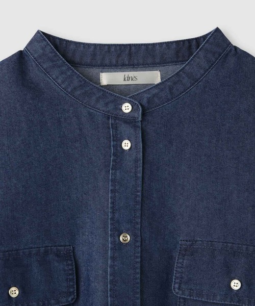Mac-House（マックハウス）の「Idnes Denim Band-Collar Shirt/デニムバンドカラーシャツ（シャツ/ブラウス・レディース・ブルー/ネイビー・M）」の17枚目の写真