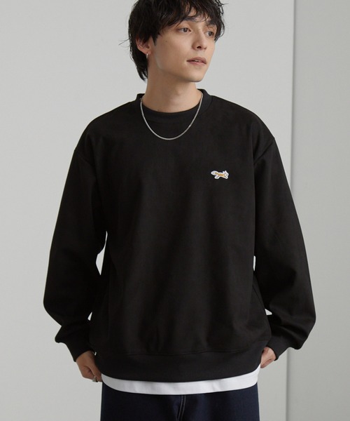 PENNEYS(ぺニーズ)の「PENNEYS/ペニーズ 別注 THE FOX ロゴ ワンポイント ワッペン刺繍 スウェードライク オーバーサイズ スウェット(スウェット・メンズ・アイボリー/ブラック/ネイビー/ダークグレー・L/M)」の7枚目の写真