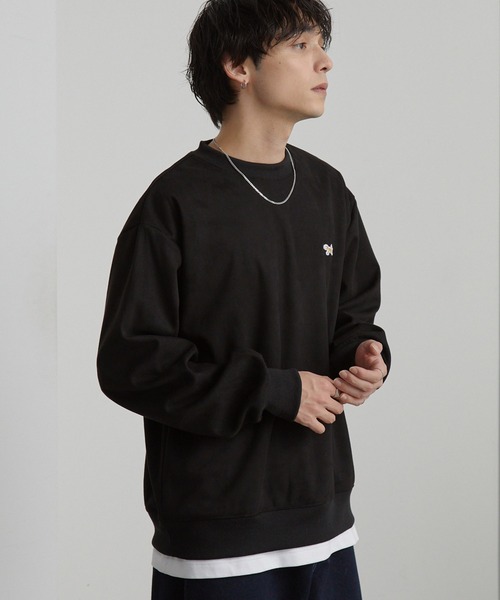 PENNEYS(ぺニーズ)の「PENNEYS/ペニーズ 別注 THE FOX ロゴ ワンポイント ワッペン刺繍 スウェードライク オーバーサイズ スウェット(スウェット・メンズ・アイボリー/ブラック/ネイビー/ダークグレー・L/M)」の9枚目の写真