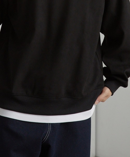 PENNEYS(ぺニーズ)の「PENNEYS/ペニーズ 別注 THE FOX ロゴ ワンポイント ワッペン刺繍 スウェードライク オーバーサイズ スウェット(スウェット・メンズ・アイボリー/ブラック/ネイビー/ダークグレー・L/M)」の11枚目の写真