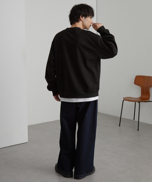 PENNEYS(ぺニーズ)の「PENNEYS/ペニーズ 別注 THE FOX ロゴ ワンポイント ワッペン刺繍 スウェードライク オーバーサイズ スウェット(スウェット・メンズ・アイボリー/ブラック/ネイビー/ダークグレー・L/M)」の15枚目の写真