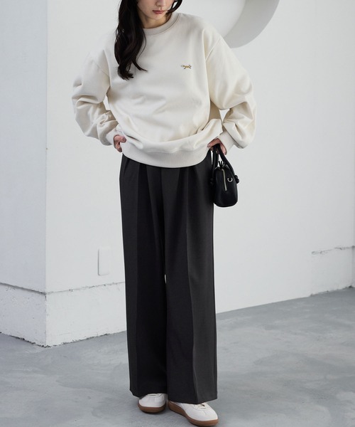 PENNEYS(ぺニーズ)の「PENNEYS/ペニーズ 別注 THE FOX ロゴ ワンポイント ワッペン刺繍 スウェードライク オーバーサイズ スウェット(スウェット・メンズ・アイボリー/ブラック/ネイビー/ダークグレー・L/M)」の17枚目の写真