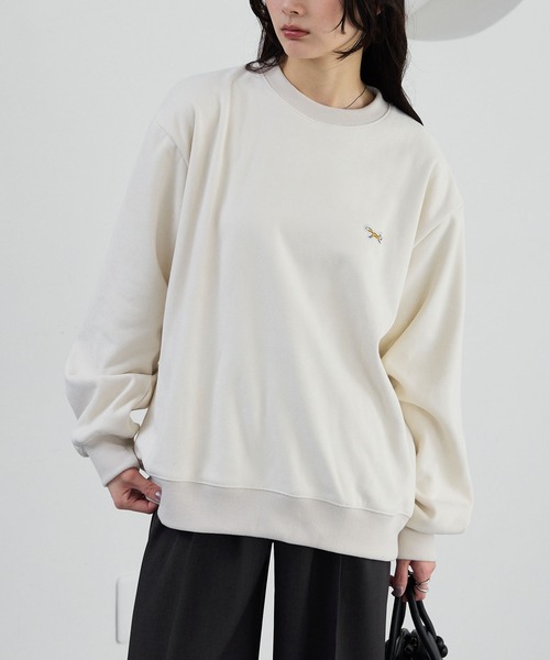 PENNEYS(ぺニーズ)の「PENNEYS/ペニーズ 別注 THE FOX ロゴ ワンポイント ワッペン刺繍 スウェードライク オーバーサイズ スウェット(スウェット・メンズ・アイボリー/ブラック/ネイビー/ダークグレー・L/M)」の18枚目の写真