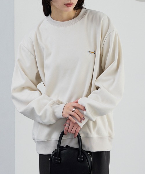 PENNEYS(ぺニーズ)の「PENNEYS/ペニーズ 別注 THE FOX ロゴ ワンポイント ワッペン刺繍 スウェードライク オーバーサイズ スウェット(スウェット・メンズ・アイボリー/ブラック/ネイビー/ダークグレー・L/M)」の19枚目の写真