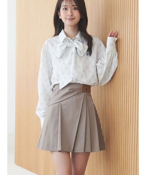 U.S. POLO ASSN.（ユーエスポロアッスン）の「U.S. POLO ASSN.別注アシメプリーツスカパン（スカート・レディース・その他1/ベージュ/チャコールグレー・MEDIUM/SMALL）」の2枚目の写真