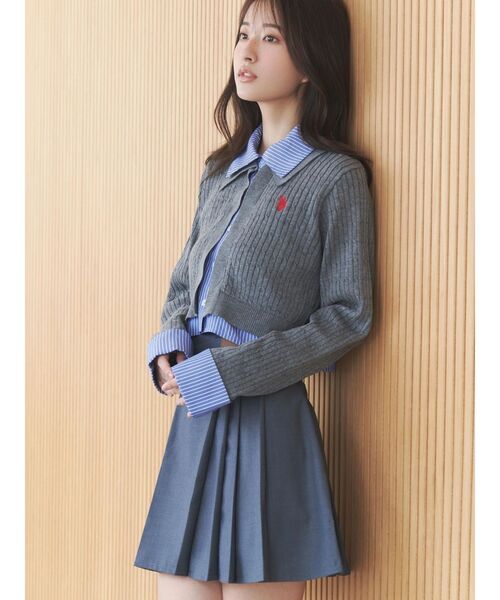 U.S. POLO ASSN.（ユーエスポロアッスン）の「U.S. POLO ASSN.別注アシメプリーツスカパン（スカート・レディース・その他1/ベージュ/チャコールグレー・MEDIUM/SMALL）」の12枚目の写真