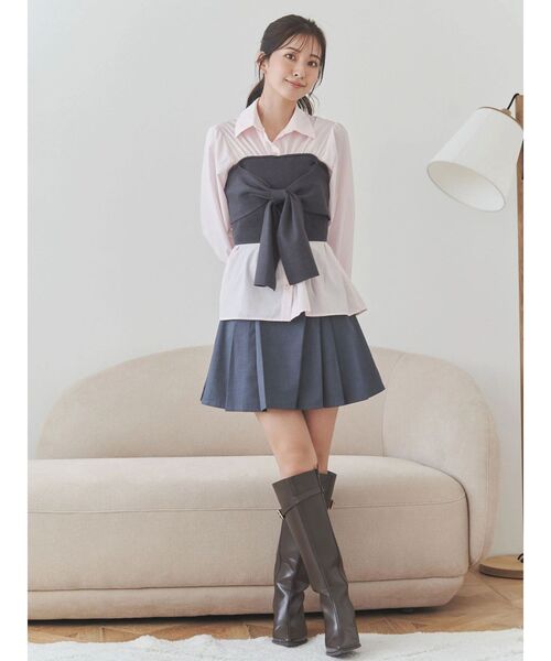 U.S. POLO ASSN.（ユーエスポロアッスン）の「U.S. POLO ASSN.別注アシメプリーツスカパン（スカート・レディース・その他1/ベージュ/チャコールグレー・MEDIUM/SMALL）」の21枚目の写真