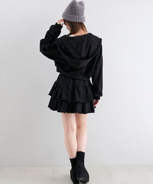 MAJESTIC LEGON（マジェスティックレゴン）の「【セットアップ対応】キラキララインストーンショートパーカー（パーカー・レディース・ブラック/チャコールグレー/ピンク/オフホワイト・MEDIUM）」の20枚目の写真