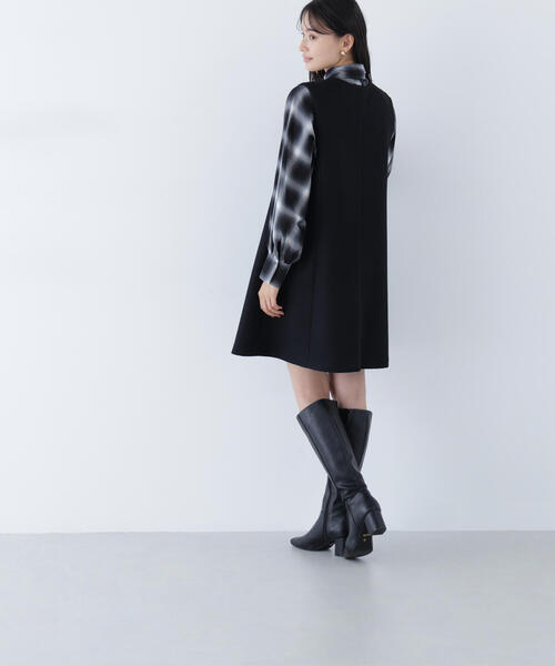 NATURAL BEAUTY BASIC（ナチュラルビューティーベーシック）の「◇圧縮ミニジャンスカ（ジャンパースカート・レディース・チャコールグレー/ブラック/オフホワイト・SMALL/MEDIUM）」の9枚目の写真