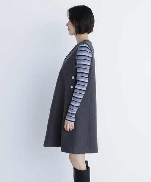 NATURAL BEAUTY BASIC（ナチュラルビューティーベーシック）の「◇圧縮ミニジャンスカ（ジャンパースカート・レディース・チャコールグレー/ブラック/オフホワイト・SMALL/MEDIUM）」の21枚目の写真