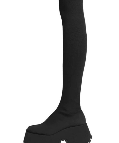 Songe（ソンジュ）の「２タイプ厚底ソックスブーツ（ブーツ・レディース・ブラック系その他/ブラック・24.5cm/24cm/23.5cm/23cm）」の8枚目の写真