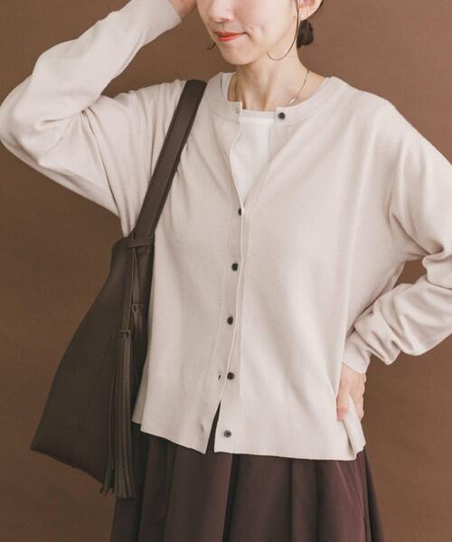 ITEMS URBANRESEARCH（アイテムズ アーバンリサーチ）の「ホイップニットカーディガン（カーディガン/ボレロ・レディース・ホワイト系その他/グリーン系その他/チャコールグレー・FREE）」の4枚目の写真