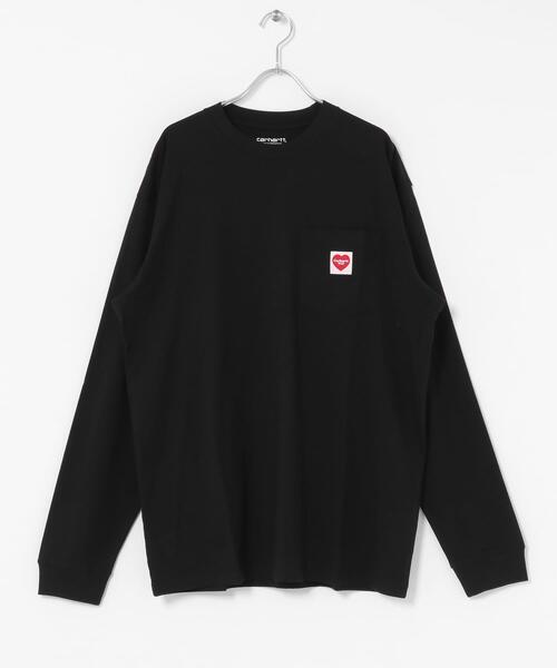 Carhartt WIP(カーハートダブリューアイピー)の「carhartt LONG-SLEEVE POCKET HEART T-SHIRTS(Tシャツ/カットソー・メンズ・ブラック/ホワイト・MEDIUM/SMALL)」の2枚目の写真