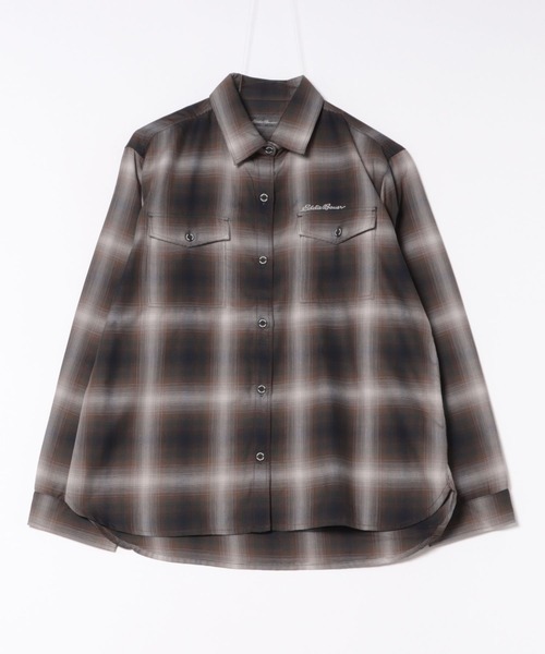 Eddie Bauer(エディーバウアー)の「プレイド ツイル 長袖シャツ(シャツ/ブラウス・レディース・ダークグリーン/ブラック/ライトグレー・M/S/XL/L)」の7枚目の写真