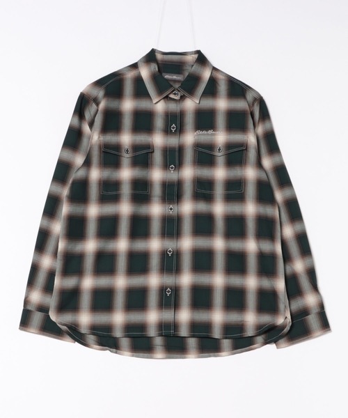 Eddie Bauer(エディーバウアー)の「プレイド ツイル 長袖シャツ(シャツ/ブラウス・レディース・ダークグリーン/ブラック/ライトグレー・M/S/XL/L)」の4枚目の写真