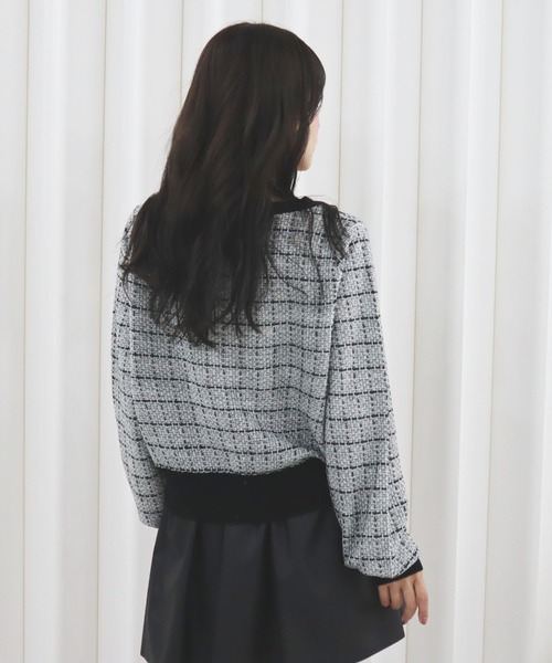 CECIL McBEE(セシルマクビー)の「ツイードカーディガン(カーディガン/ボレロ・レディース・ブラック/オフホワイト・MEDIUM)」の6枚目の写真