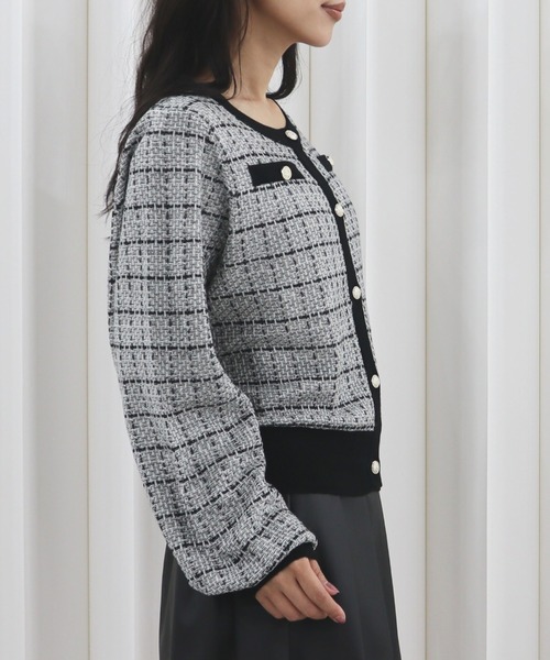 CECIL McBEE(セシルマクビー)の「ツイードカーディガン(カーディガン/ボレロ・レディース・ブラック/オフホワイト・MEDIUM)」の7枚目の写真