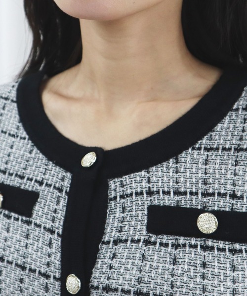CECIL McBEE(セシルマクビー)の「ツイードカーディガン(カーディガン/ボレロ・レディース・ブラック/オフホワイト・MEDIUM)」の8枚目の写真
