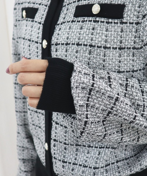 CECIL McBEE(セシルマクビー)の「ツイードカーディガン(カーディガン/ボレロ・レディース・ブラック/オフホワイト・MEDIUM)」の10枚目の写真