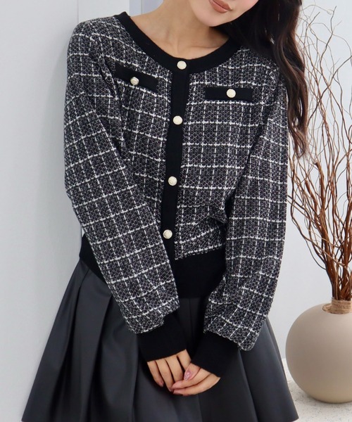 CECIL McBEE(セシルマクビー)の「ツイードカーディガン(カーディガン/ボレロ・レディース・ブラック/オフホワイト・MEDIUM)」の12枚目の写真