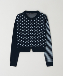 BACK STRIPE DOT KNIT CARDIGAN NAVY
