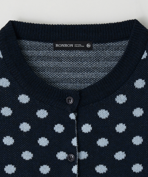 RONRON(ロンロン)の「BACK STRIPE DOT KNIT CARDIGAN NAVY(カーディガン/ボレロ・レディース・その他・FREE)」の3枚目の写真