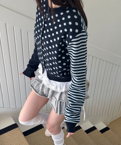 RONRON(ロンロン)の「BACK STRIPE DOT KNIT CARDIGAN NAVY(カーディガン/ボレロ・レディース・その他・FREE)」の9枚目の写真