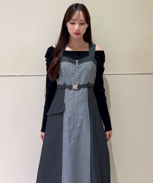 フロントジップバイカラージャンスカ（ワンピース）｜REDYAZEL