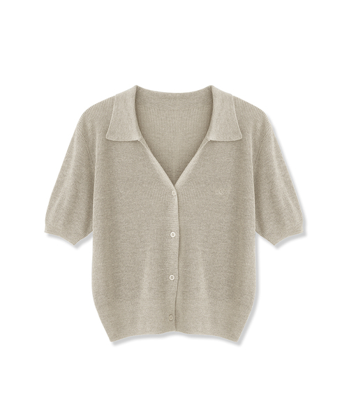 AVANDRESS（アバンドレス ）の「Anna Linen Like Collar Short-Sleeve Knit _6COL（ニット/セーター・レディース・オートミール/ピンク/ブラック/スカイブルー/チャコール/アイボリー・FREE）」の4枚目の写真