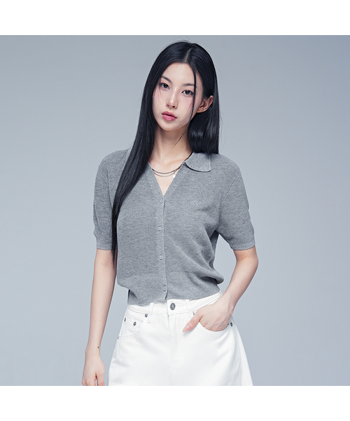AVANDRESS（アバンドレス ）の「Anna Linen Like Collar Short-Sleeve Knit _6COL（ニット/セーター・レディース・オートミール/ピンク/ブラック/スカイブルー/チャコール/アイボリー・FREE）」の3枚目の写真