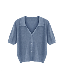 Anna Linen Like Collar Short-Sleeve Knit _6COL