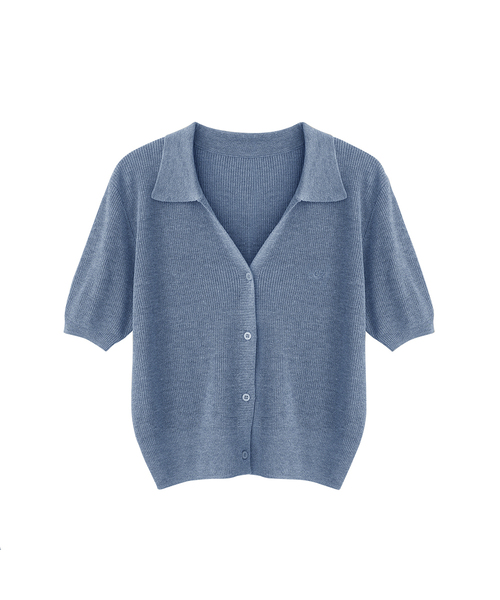 AVANDRESS（アバンドレス ）の「Anna Linen Like Collar Short-Sleeve Knit _6COL（ニット/セーター・レディース・オートミール/ピンク/ブラック/スカイブルー/チャコール/アイボリー・FREE）」の5枚目の写真