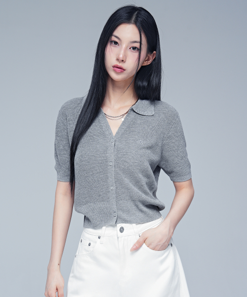 AVANDRESS（アバンドレス ）の「Anna Linen Like Collar Short-Sleeve Knit _6COL（ニット/セーター・レディース・オートミール/ピンク/ブラック/スカイブルー/チャコール/アイボリー・FREE）」の7枚目の写真