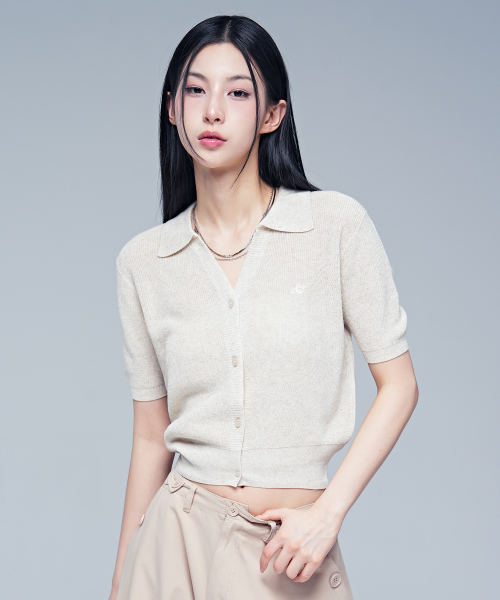 AVANDRESS（アバンドレス ）の「Anna Linen Like Collar Short-Sleeve Knit _6COL（ニット/セーター・レディース・オートミール/ピンク/ブラック/スカイブルー/チャコール/アイボリー・FREE）」の9枚目の写真